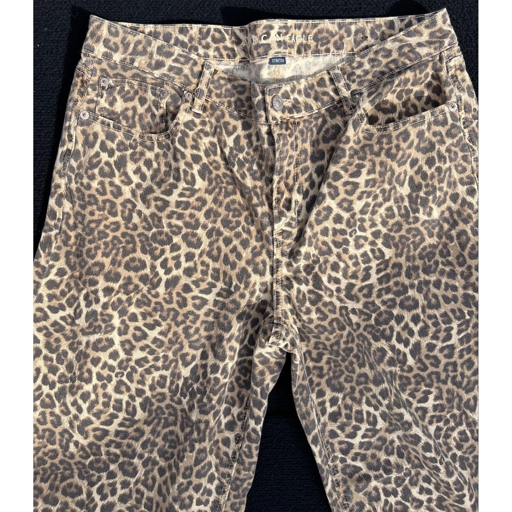 American Eagle Outfitters Jeans Womens 14 Short Brown Leopard Wide Leg Stretch - Picture 3 of 10